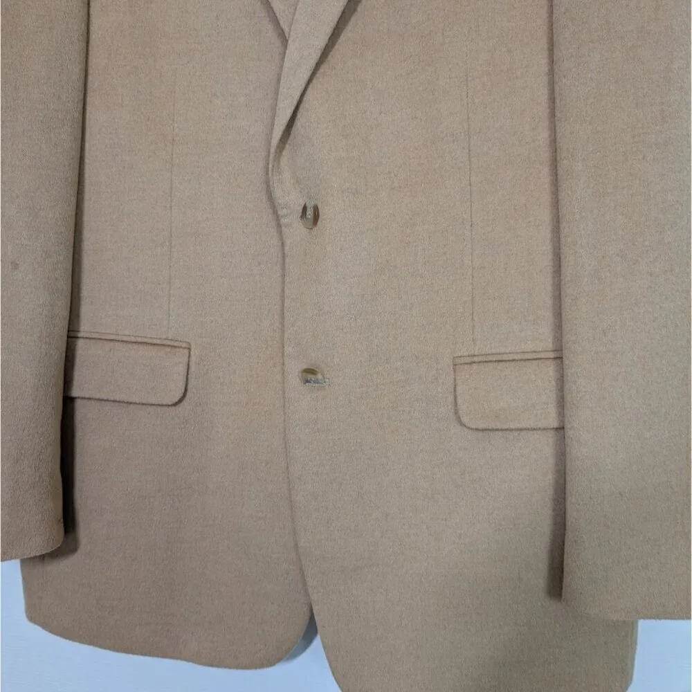 T Harris Camel Hair Blazer Mens Size 44R Tan Business 2 Button Sport Coat Jacket